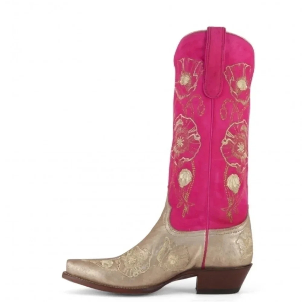 Cowgirl Boots Pink Gold Caborca by Liberty Black Waterloo Boots Size 7.5 - Picture 2 of 7